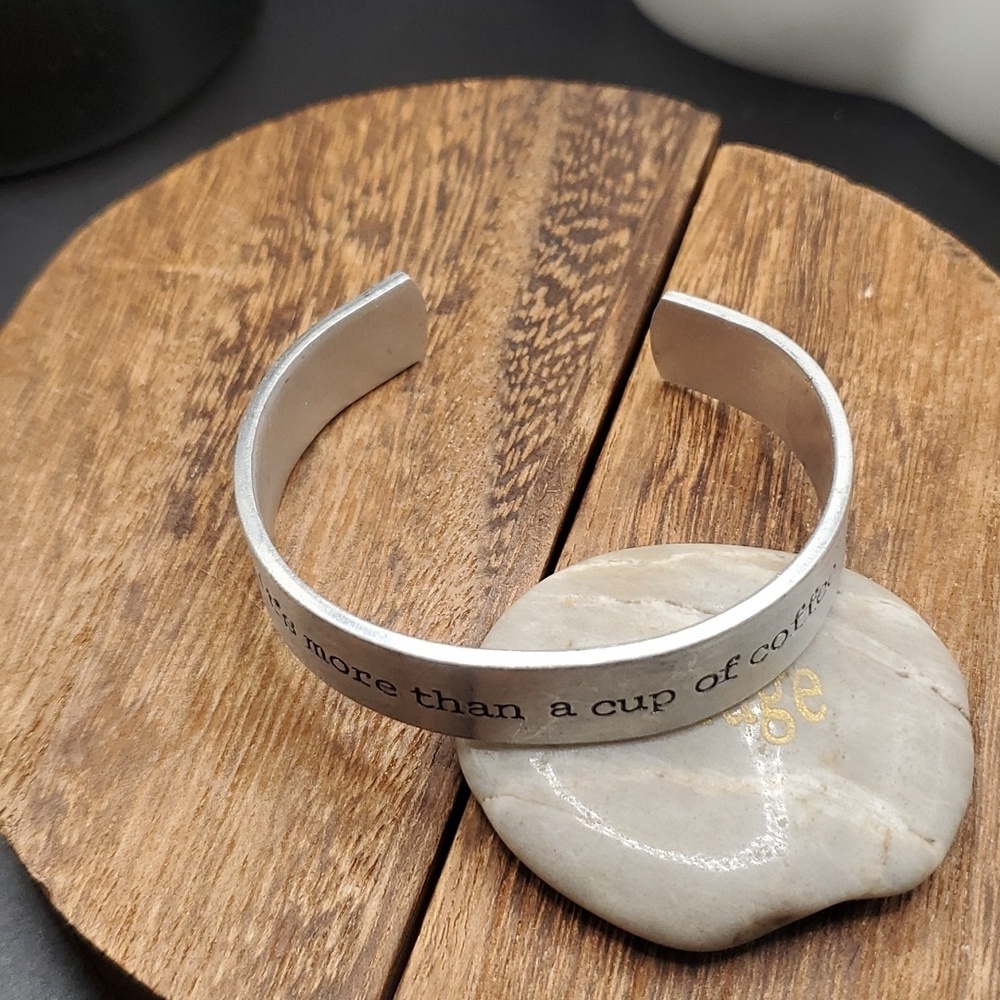 Silver cuff it's‎ more than coffee bracelet B2633 - Picture 2 of 4